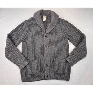 VTG LL Bean Medium shawl collar lambs wool‎ knit cardigan 90s/00s grandpacore